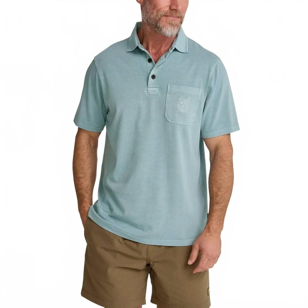 NEW HOWLER BROTHERS men's pilgrimage polo shirt in riviera blue